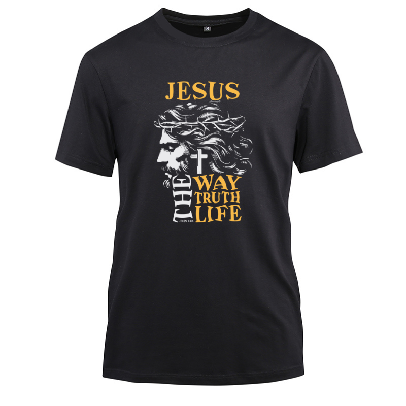 Jesus The Way Truth Life Cotton Black Short Sleeve T-Shirt