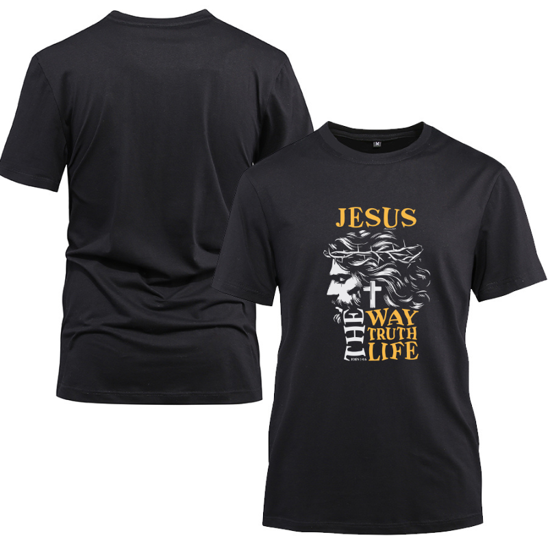Jesus The Way Truth Life Cotton Black Short Sleeve T-Shirt