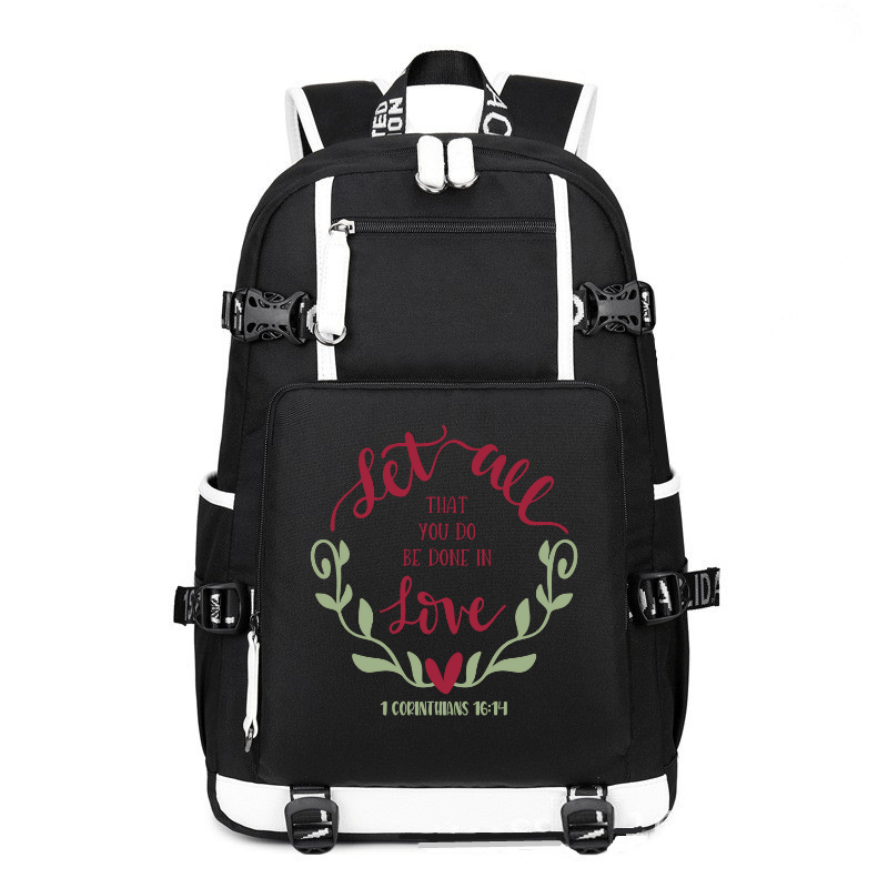 Let We That You Do Be Done In Love 1-Corinthians-16-14 printing Canvas Backpack