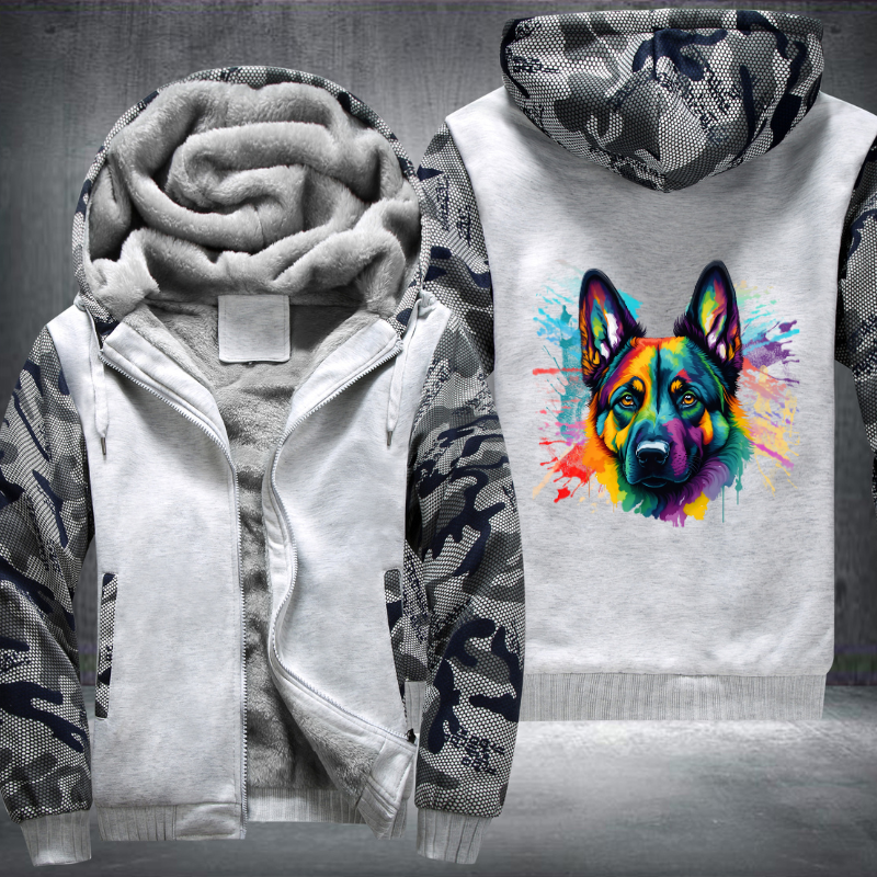 Rainbow German Shepherd Dog Watercolour Fleece Hoodies Jacket