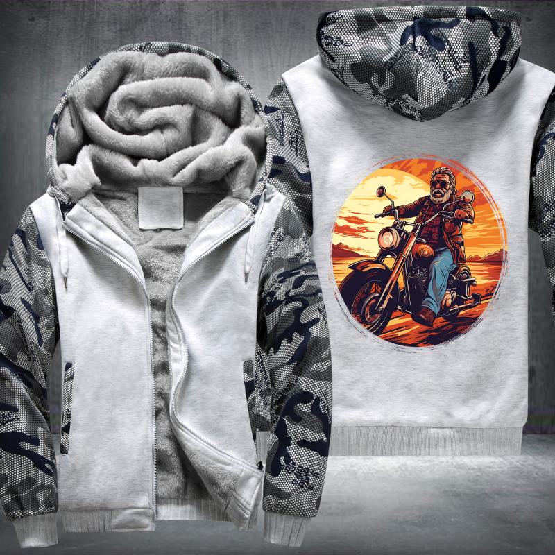 Grandpa Ride Motorcycle Design Fleece Hoodies Jacket