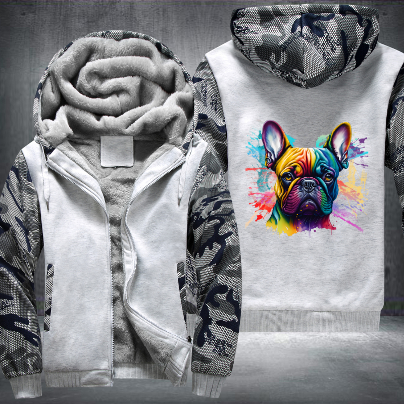 Rainbow French Bulldog Watercolour design Fleece Hoodies Jacket