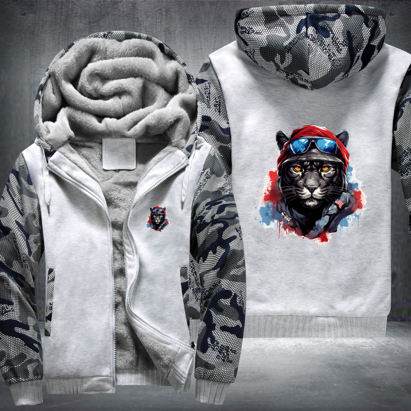 Animal Hiphop Graphic Black Tiger Fleece Hoodies Jacket