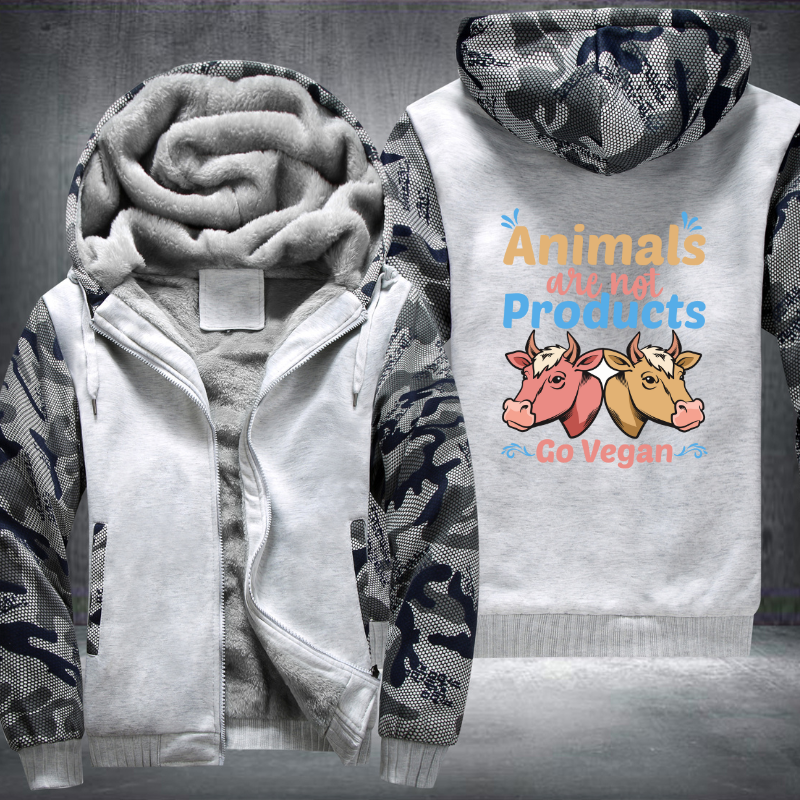 Animals Are Not Products Go Vegan Fleece Hoodies Jacket