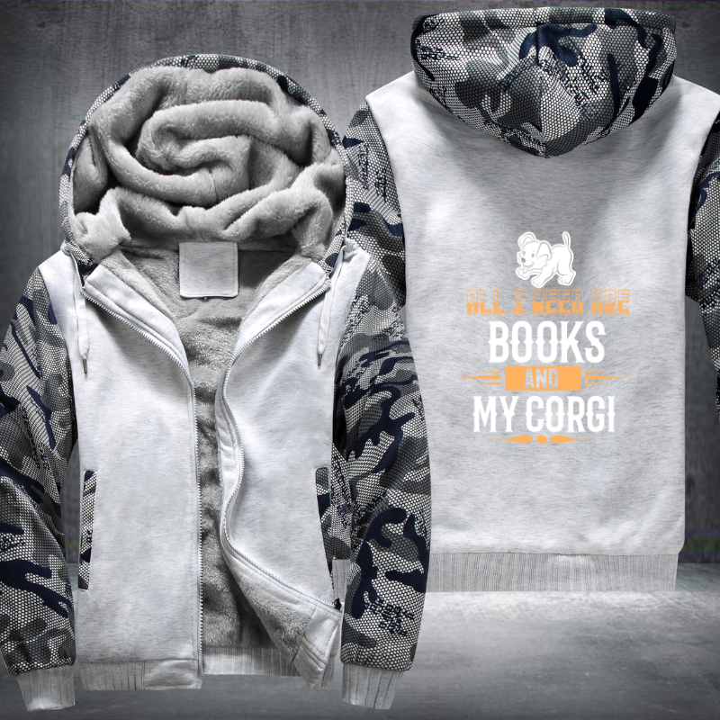 all i need are books and my corgi Fleece Hoodies Jacket
