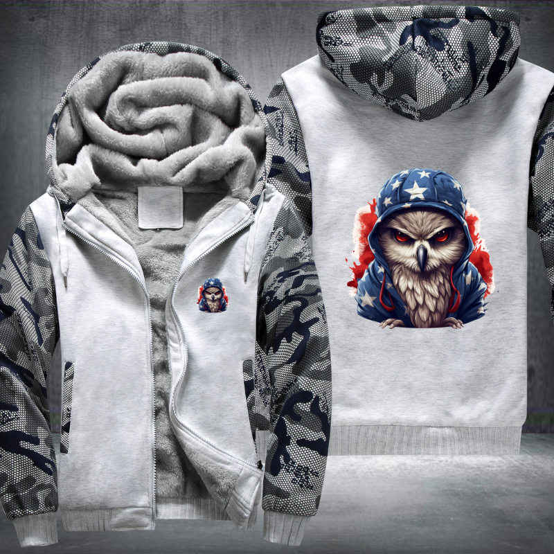 Animal Hiphop Graphic Owl Fleece Hoodies Jacket