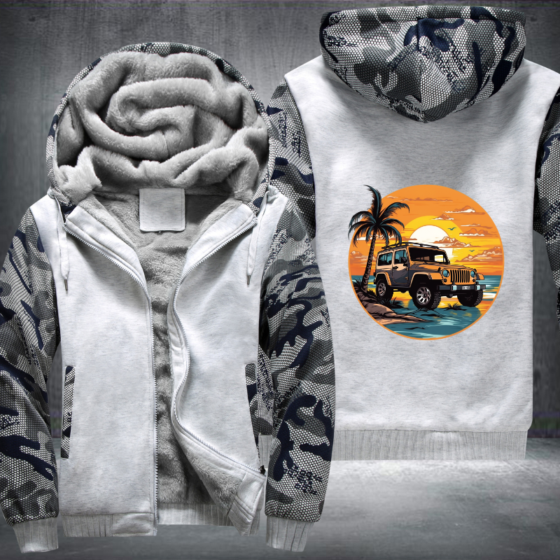 Off-Roading by the Ocean 4x4 car Fleece Hoodies Jacket