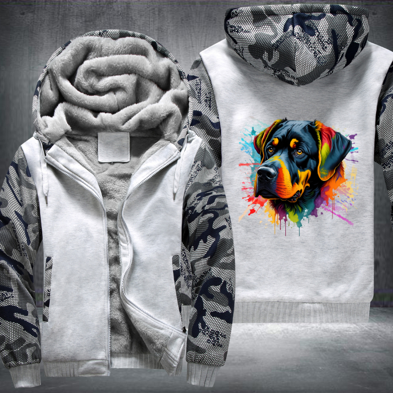 Rainbow Rottweiler dog Watercolour design Fleece Hoodies Jacket