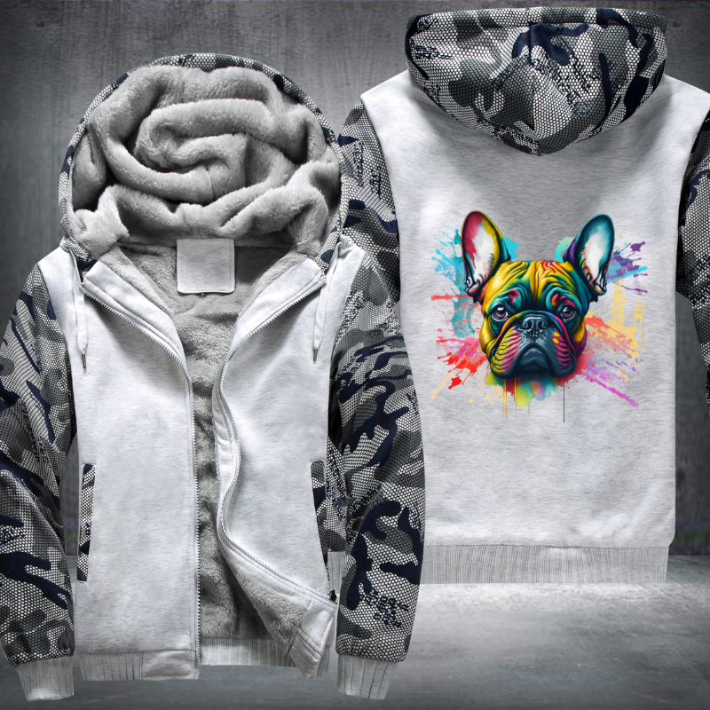 Rainbow French Bulldog Watercolour Fleece Hoodies Jacket