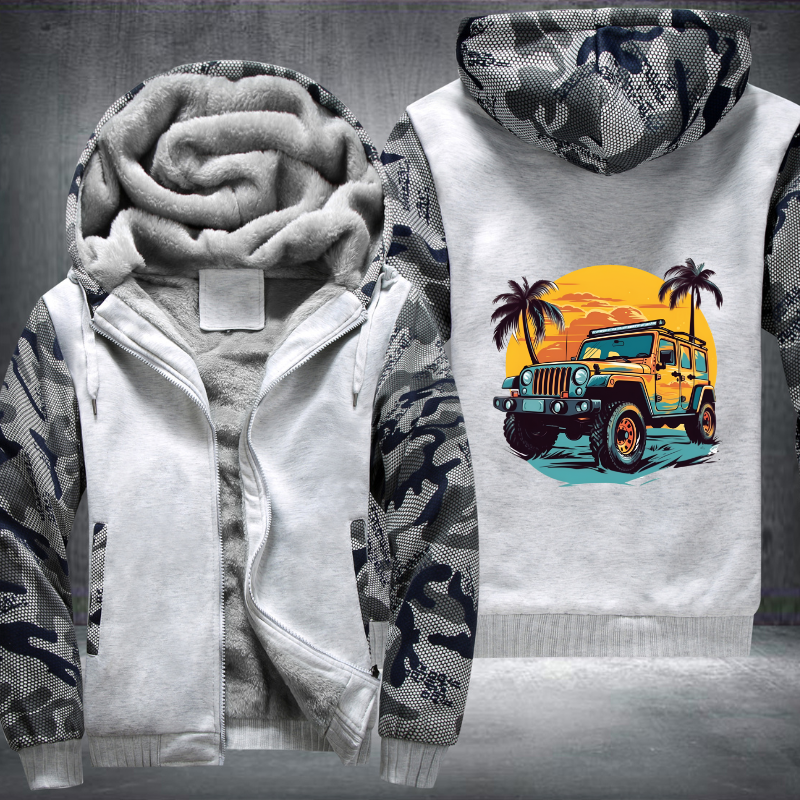 4x4 Car Tackling Sandy Shores Fleece Hoodies Jacket
