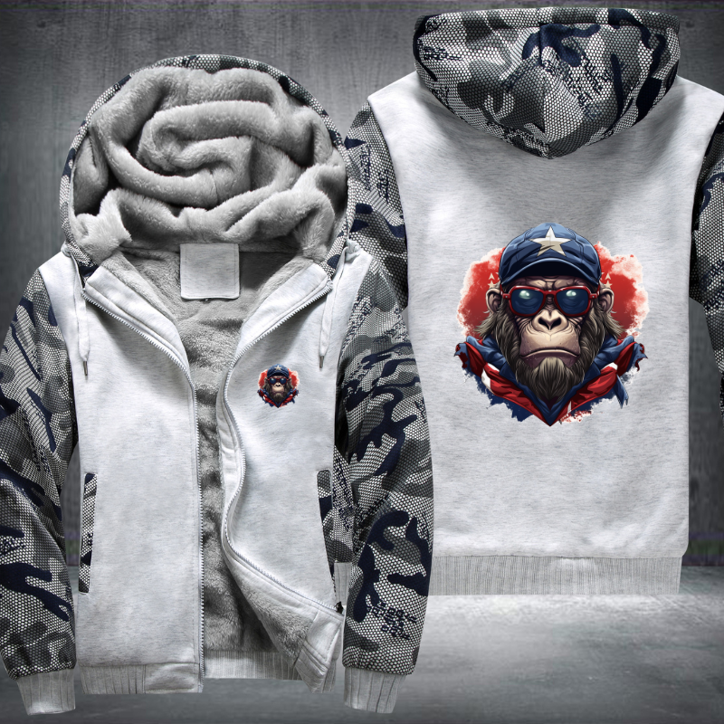 Animal Hiphop Graphic Ape Fleece Hoodies Jacket