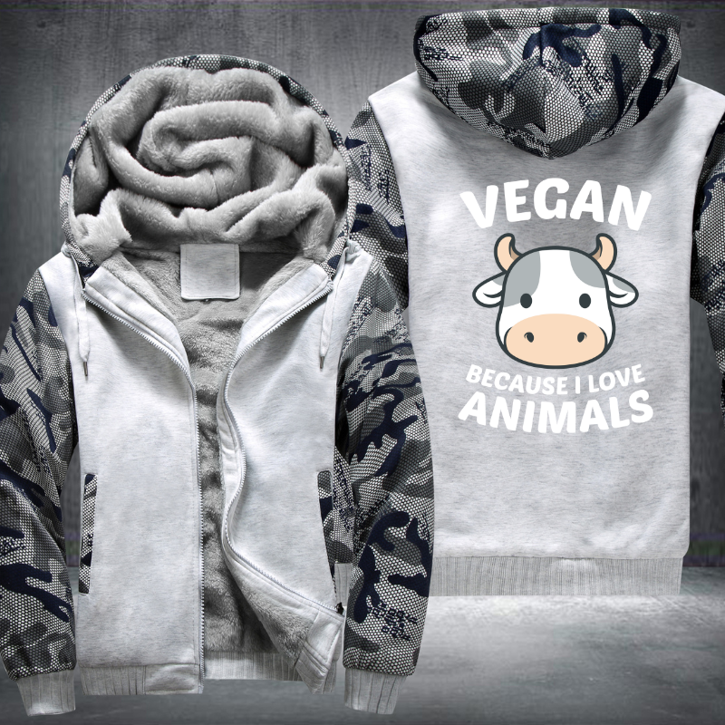 Vegan Because I Love Animals Fleece Hoodies Jacket