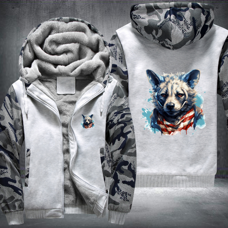 Animal Hiphop Graphic Wolf Fleece Hoodies Jacket