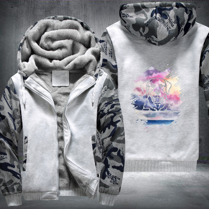 Lovely Colourful Watercolour Dog Fleece Hoodies Jacket