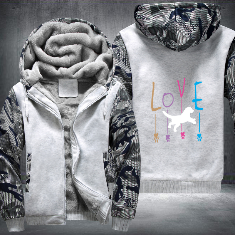 love dog Fleece Hoodies Jacket