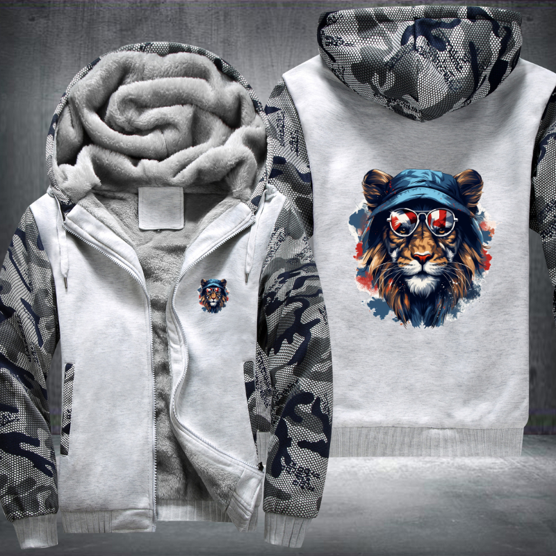 Animal Hiphop Graphic Funny Lion Fleece Hoodies Jacket