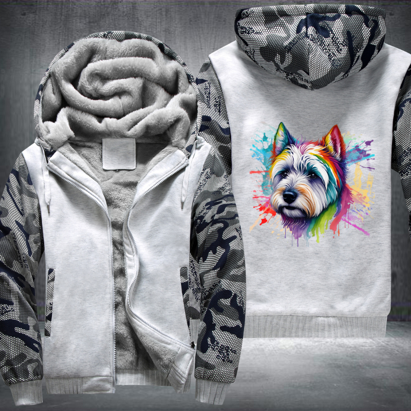Rainbow West Highland White Terrier Fleece Hoodies Jacket