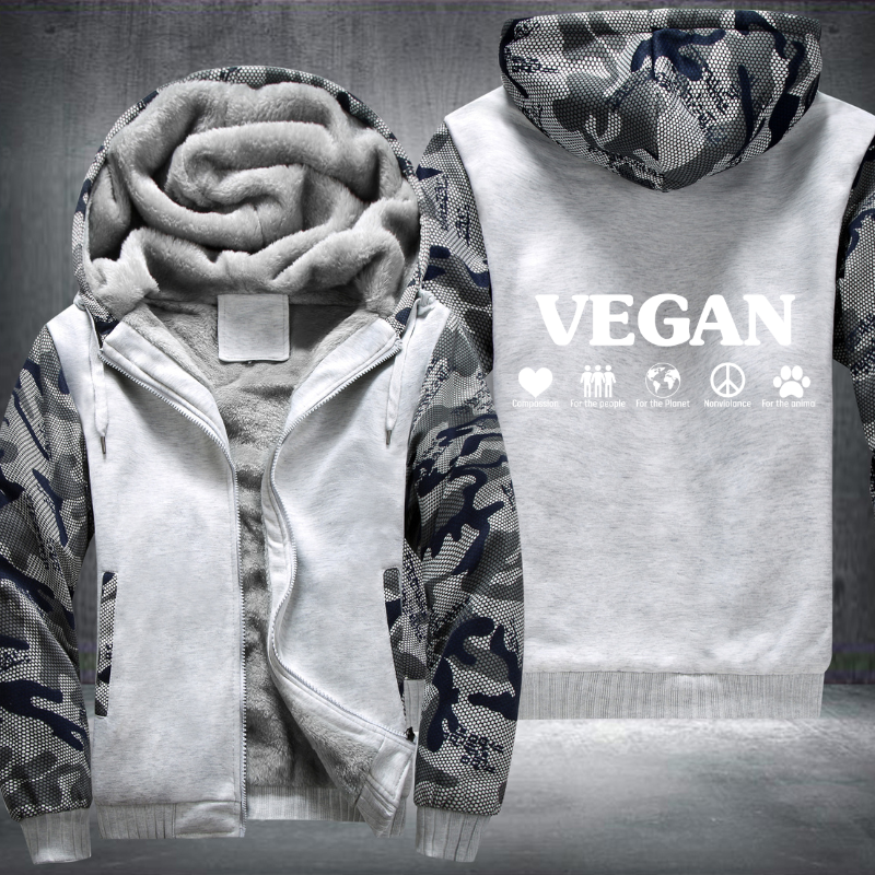 Vegan Design Fleece Hoodies Jacket