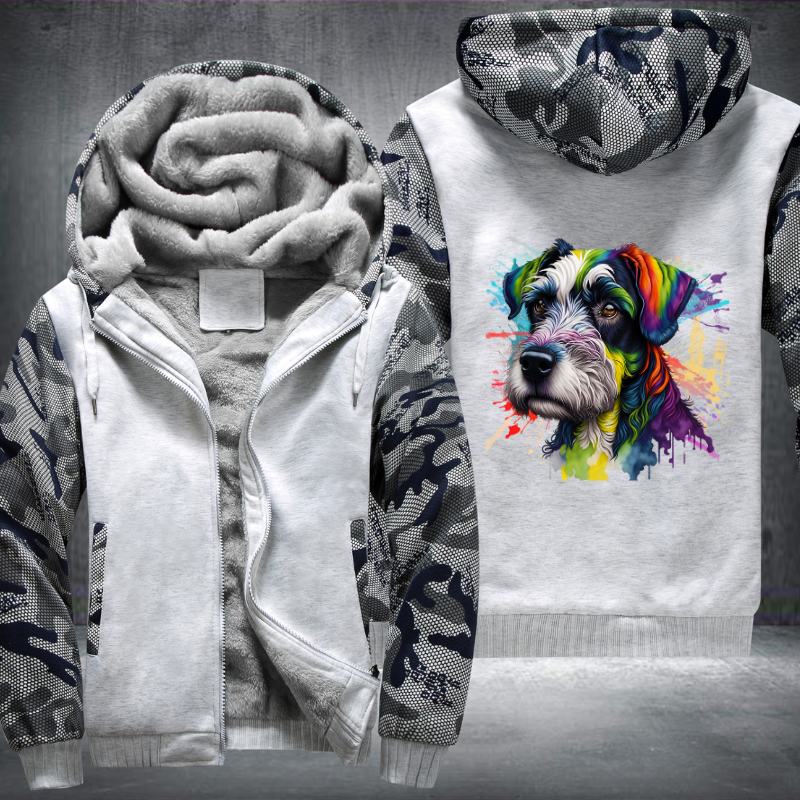 Rainbow Miniature Schnauzer dog Watercolour Fleece Hoodies Jacket