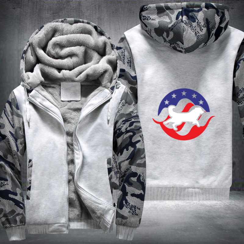 DOG WITH USA FLAG Fleece Hoodies Jacket