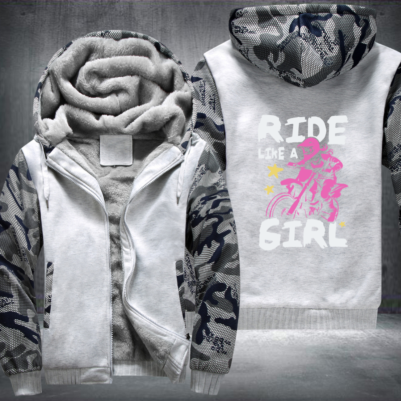 Ride Like A Girl Pattern Fleece Hoodies Jacket