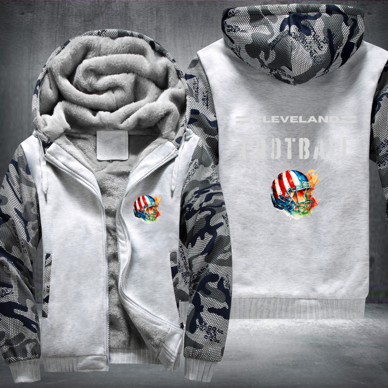 Football City USA Flag Helmet Cleveland Fleece Hoodies Jacket