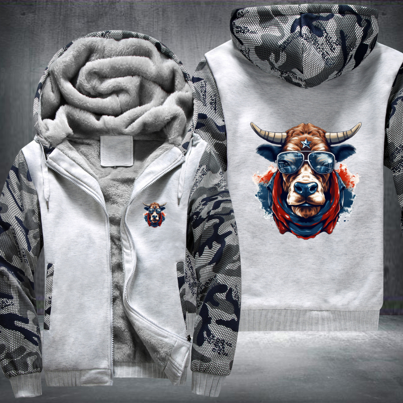 Animal Hiphop Graphic Funny Cow Bull Fleece Hoodies Jacket