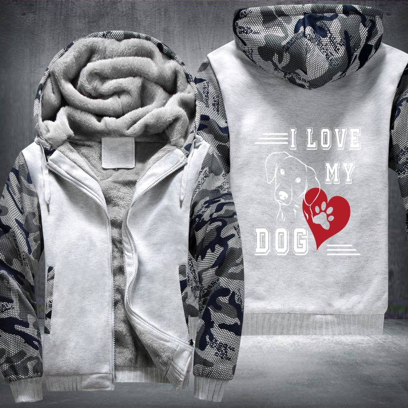 I Love My Dog Fleece Hoodies Jacket