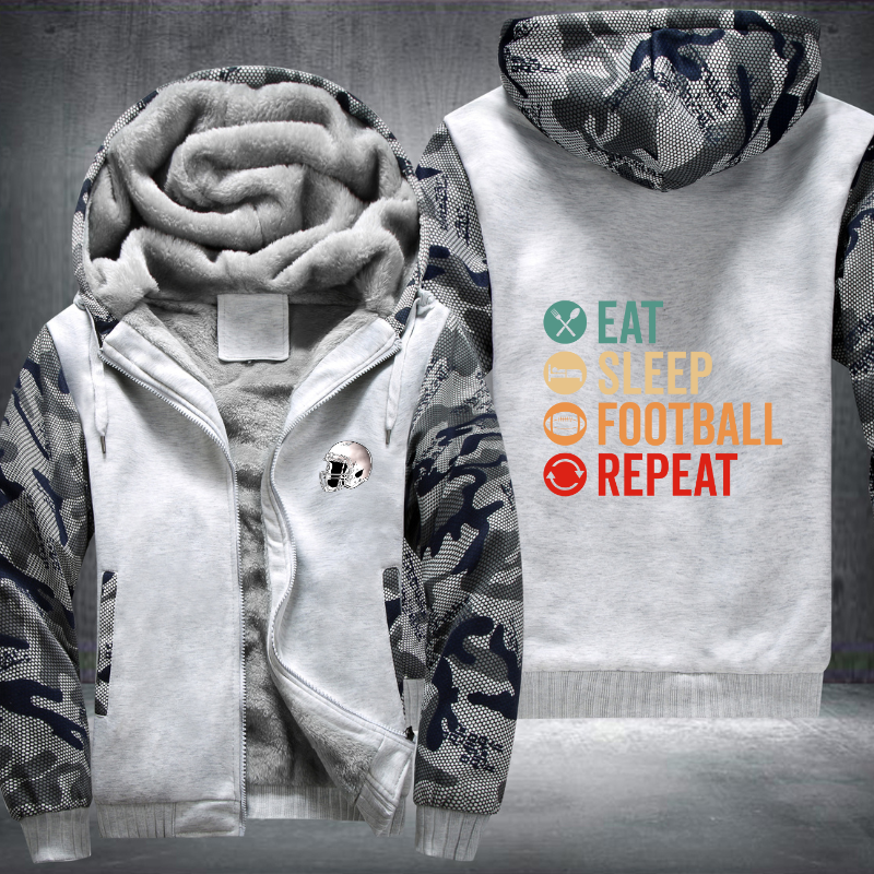Eat Sleep Football Repeat Fleece Hoodies Jacket