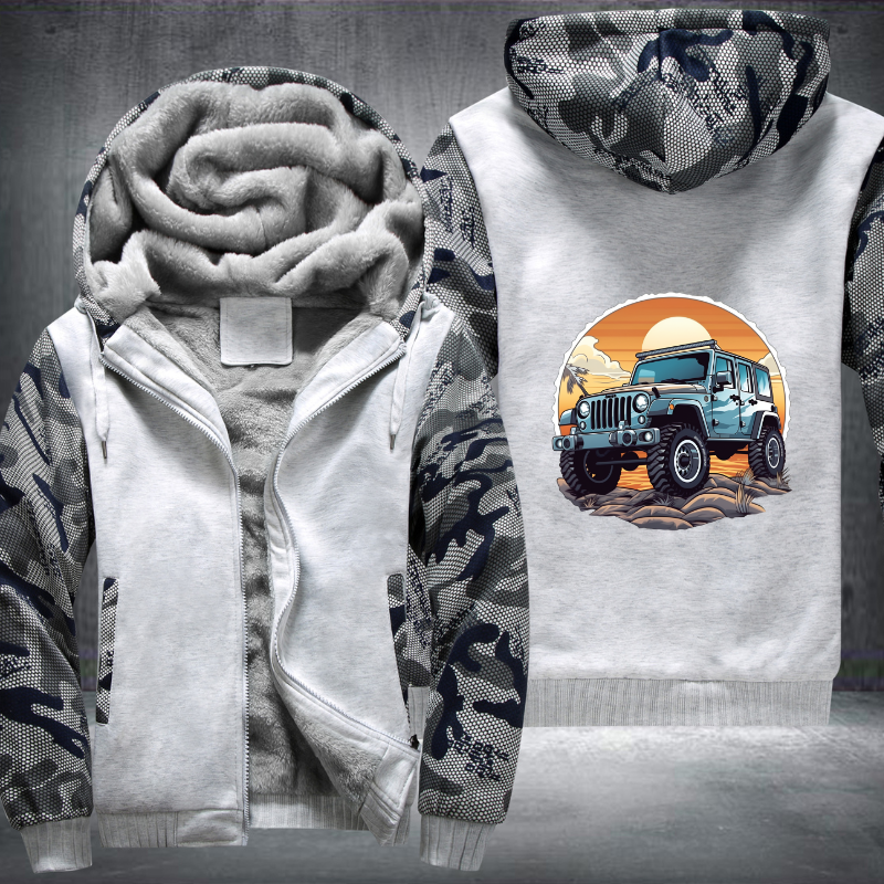 Beach Escapades in 4x4s Fleece Hoodies Jacket
