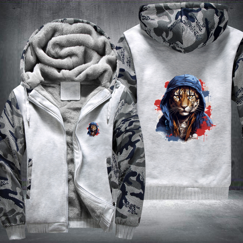 Animal Hiphop Graphic Tiger Fleece Hoodies Jacket