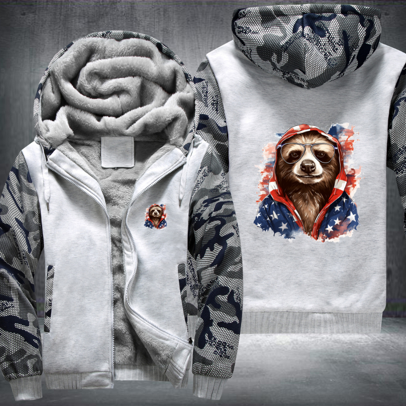 Animal Hiphop Graphic Funny Sloth Fleece Hoodies Jacket