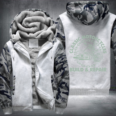 Classic Motorcycles Build Repair Fleece Hoodies Jacket