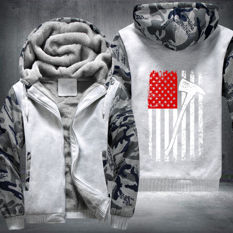 Firefighter American Flag Design Fleece Hoodies Jacket