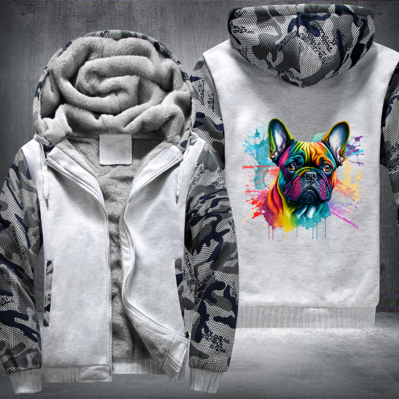 Rainbow cute French Bulldog Watercolour Fleece Hoodies Jacket