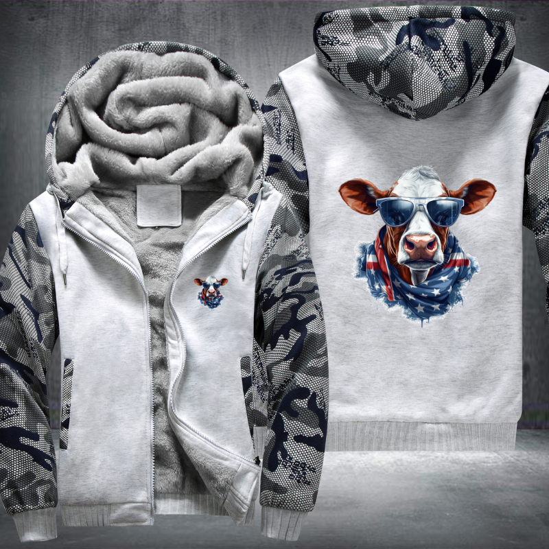 Animal Hiphop Graphic Funny Cow Fleece Hoodies Jacket