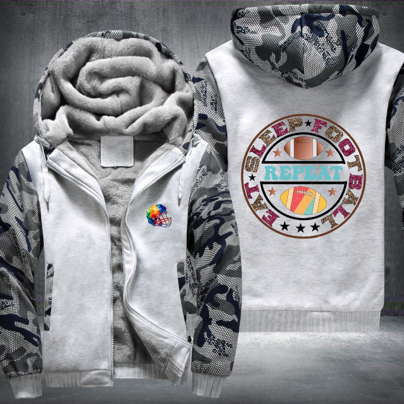 Eat Sleep Football Repeat Design Fleece Hoodies Jacket