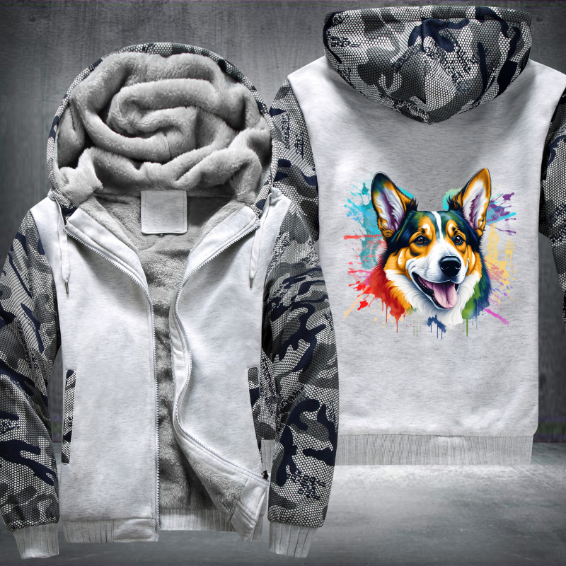 Rainbow Welsh Corgi dog Watercolour Fleece Hoodies Jacket