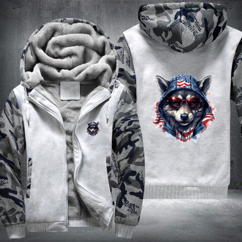 Animal Hiphop Graphic Wolf Red Glasses Fleece Hoodies Jacket