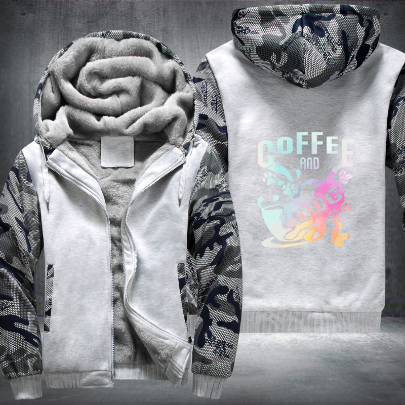 Coffee And Dog Fleece Hoodies Jacket