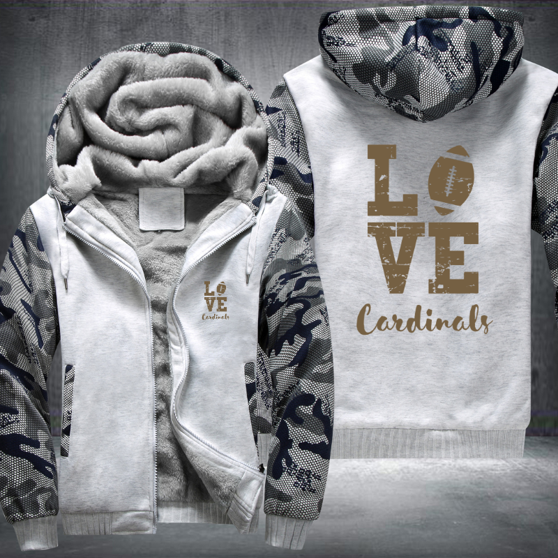 Football Gold Love Cardinals Fleece Hoodies Jacket
