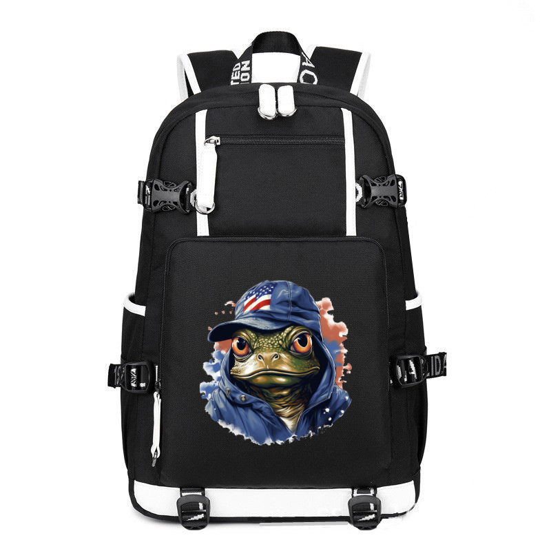 Animal Hiphop Graphic Flog printing Canvas Backpack