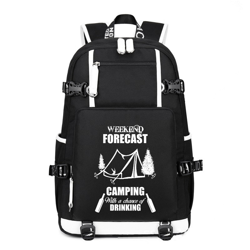 Weekend Forecast Camping With A Chance Of Drinking printing Canvas Backpack