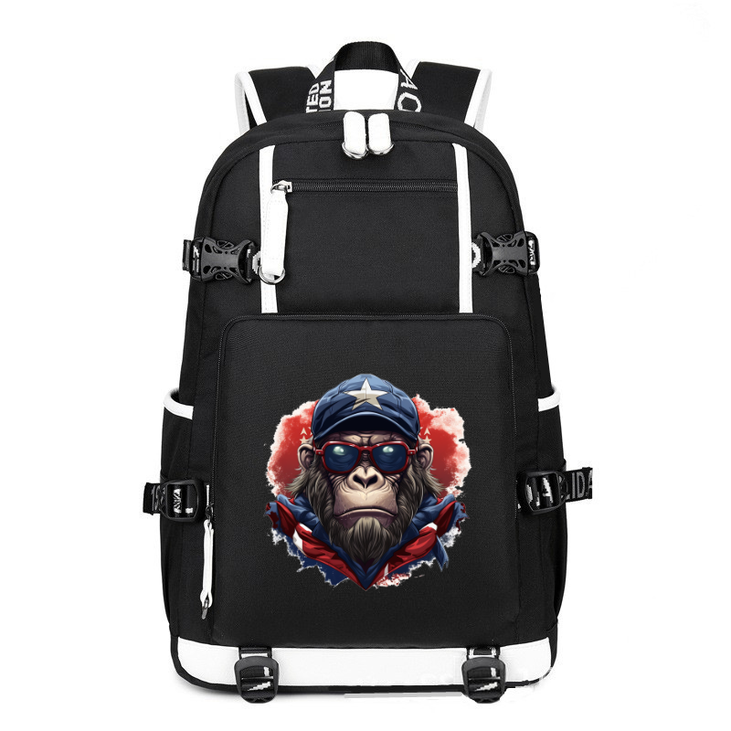 Animal Hiphop Graphic Ape printing Canvas Backpack