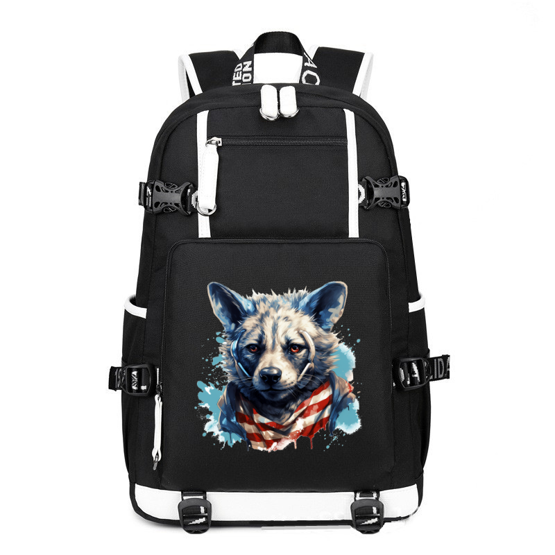 Animal Hiphop Graphic Wolf printing Canvas Backpack