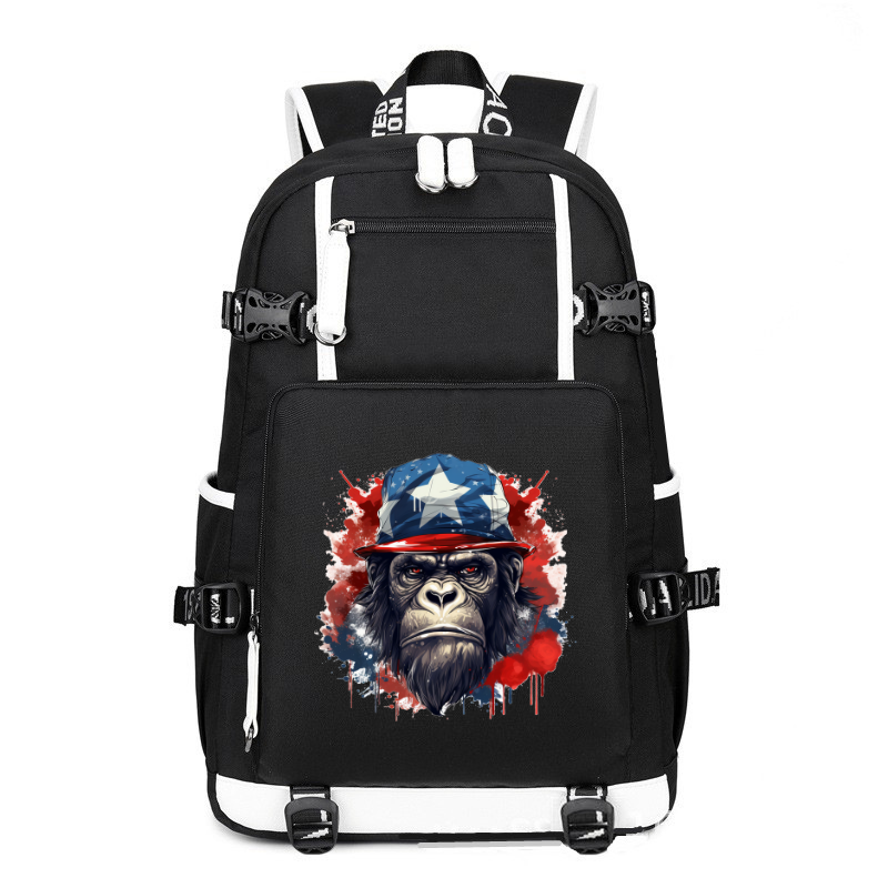 Animal Hiphop Graphic Watercolor Ape printing Canvas Backpack