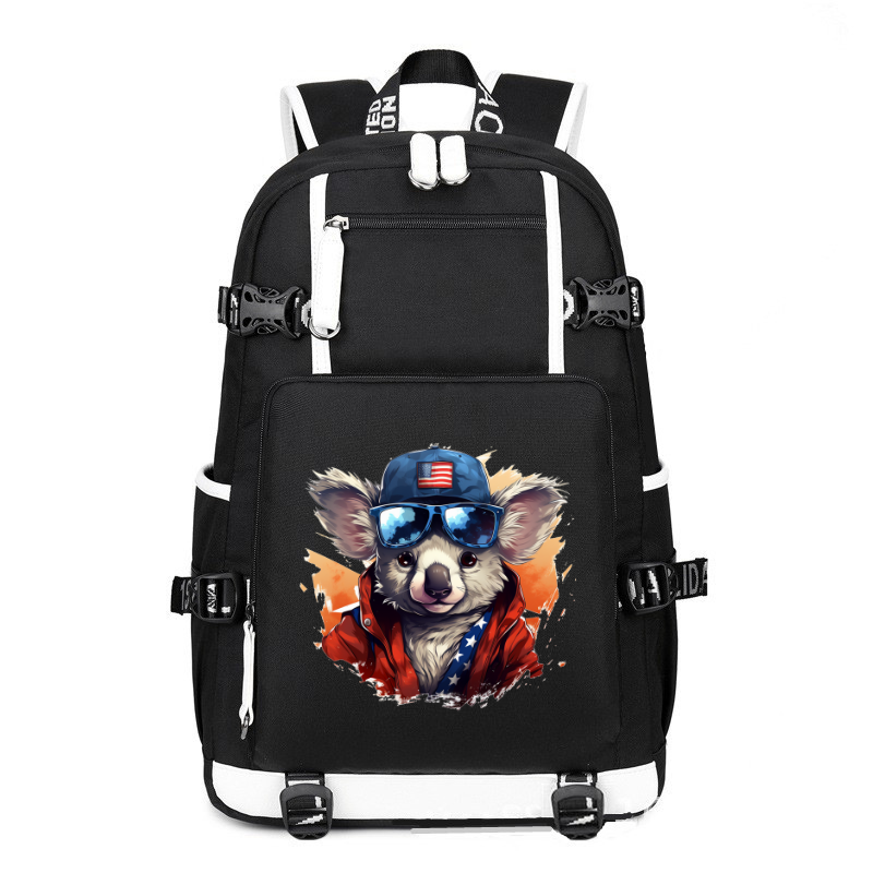 Animal Hiphop Graphic Funny Koala printing Canvas Backpack