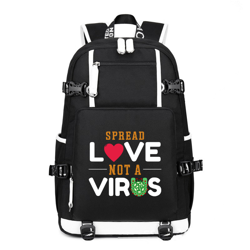 Spread Love Not A Virus printing Canvas Backpack