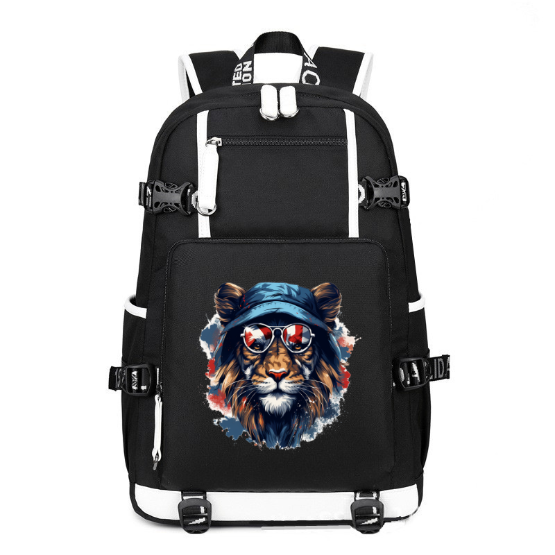 Animal Hiphop Graphic Funny Lion printing Canvas Backpack