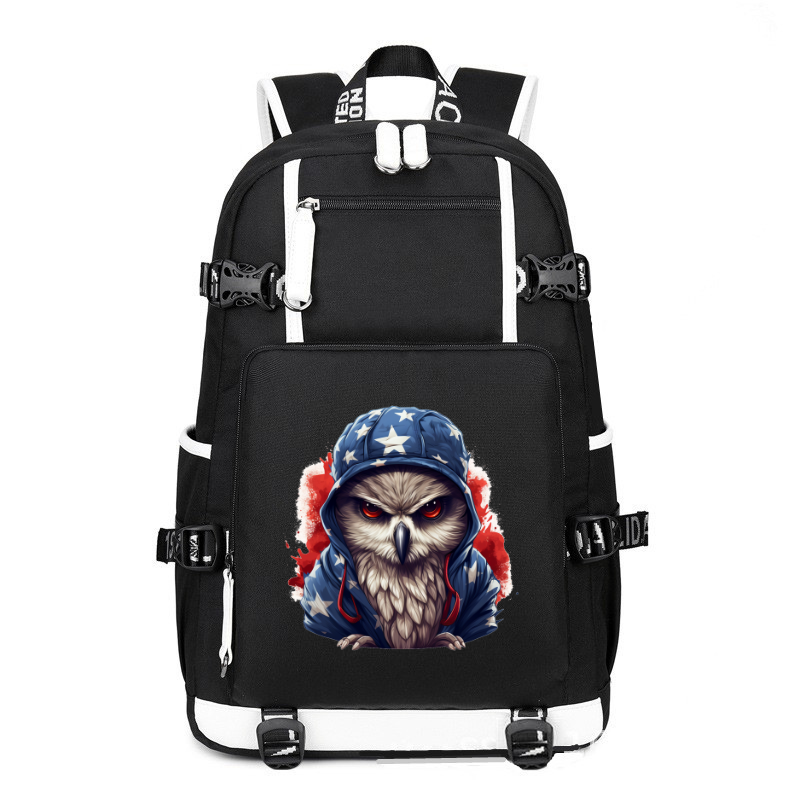 Animal Hiphop Graphic Owl printing Canvas Backpack